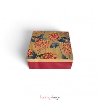 Square lacquer box with chrysanthemum pattern 15x15 cm